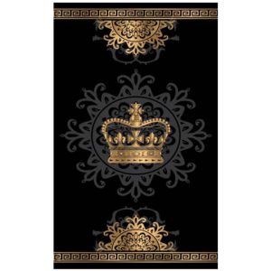 Gold Crown Black Cotton Beach Towel
