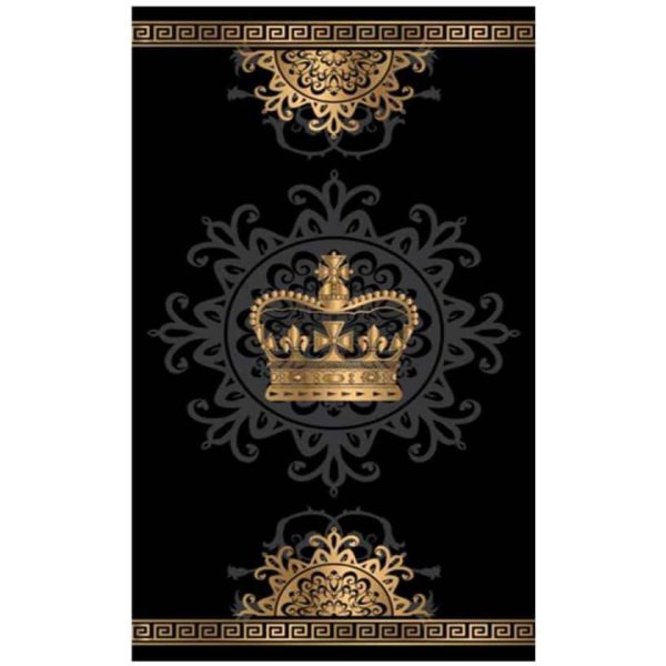 Gold Crown Black Cotton Beach Towel