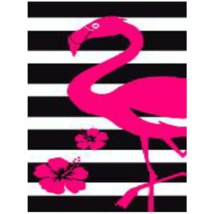 Black and White Flamingo Stripes Cotton Beach Towel