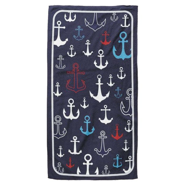 Colorful Anchors Microfiber Beach Towel