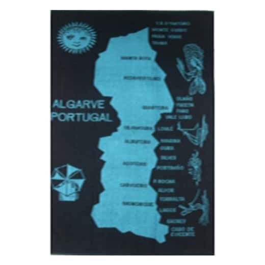 Algarve Map Cotton Beach Towel - Light Blue
