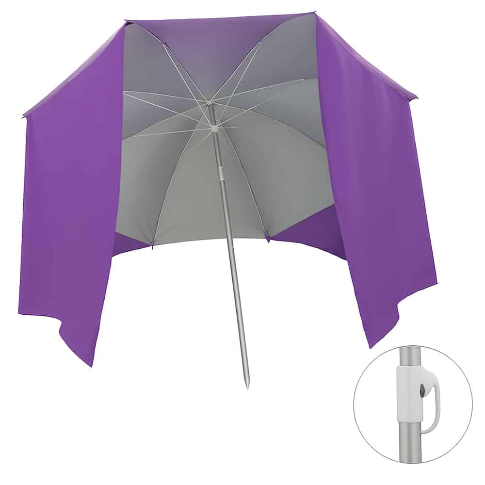Parasol Aluminum Nylon UV Protection 1.80 m with Side Flaps Purple