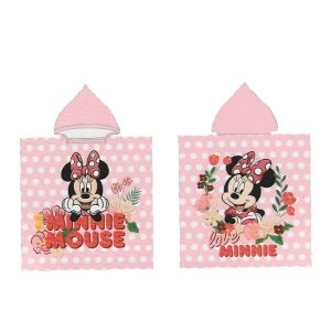 Children's Beach Poncho Polyester Minnie Mouse Flowers