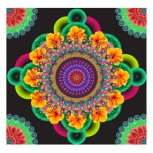 Double Fractal Beach Towel with Bag Black