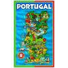 Microfiber Beach Towel Portugal Map Colorful Typical Regional Figures