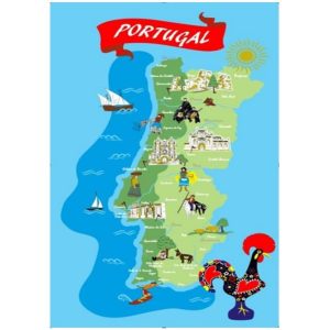 Microfiber Beach Towel Map Portugal Typical Regional Figures