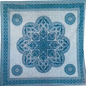 Large Indian Fractal Blue Towel 8 Points 240 x 210 cm