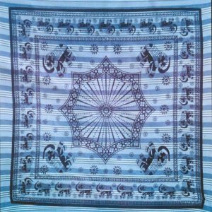 Large Indian Blue Striped Elephant Mandala Towel 240 x 210 cm