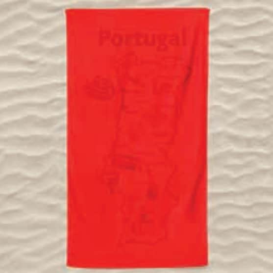 Smooth Microfiber Beach Towel Portugal Map Embossed Red