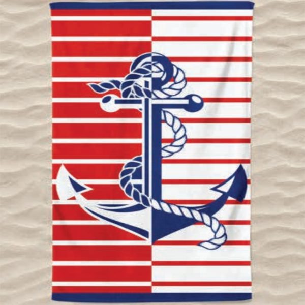 Anchor Microfiber Beach Towel, and Strings, Stripes, Red and White