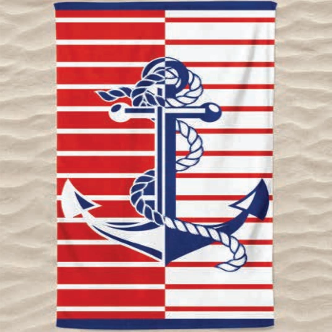 Anchor Microfiber Beach Towel, and Strings, Stripes, Red and White