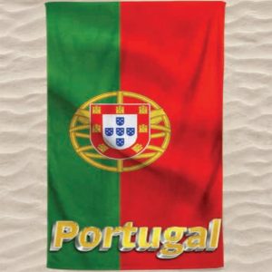 Portugal Flag Microfiber Beach Towel 3D Yellow Letters
