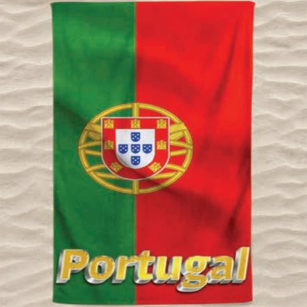 Portugal Flag Microfiber Beach Towel 3D Yellow Letters