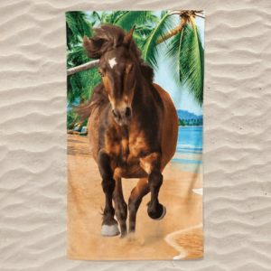 Horse on the Beach Microfiber Beach Towel
