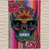 Colorful Mexican Skull Microfiber Beach Towel with Flowers