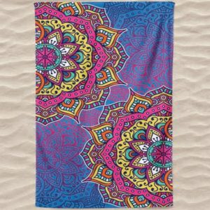 Microfiber Beach Towel Two Multicolored Mandalas