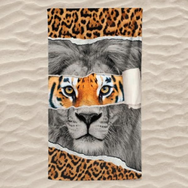 Leopard Lion Microfiber Beach Towel