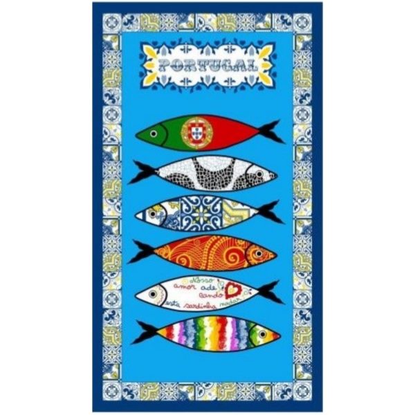 Microfiber Beach Towel Sardines and Traditional Tiles