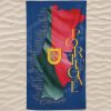 Microfiber Beach Towel Map of Portugal Flag Blue Background Shield