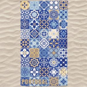 Microfiber Beach Towel Azulejos Portugal Bottom Left