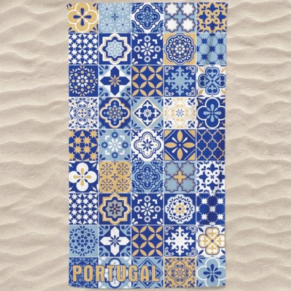 Microfiber Beach Towel Azulejos Portugal Bottom Left