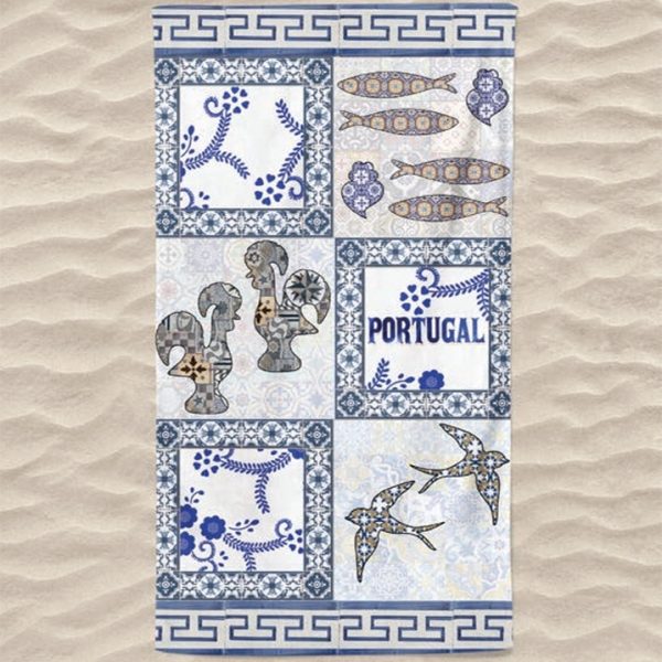 Microfiber Beach Towel Typical Portuguese Tiles