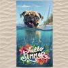 Hello Summer French Bulldog Microfiber Beach Towel