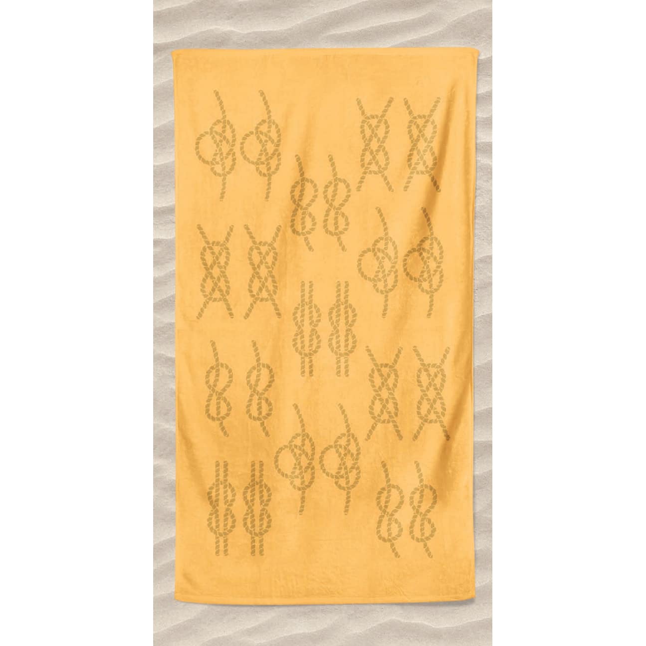 Plain Microfiber Beach Towel Maritime Knots Embossed Yellow