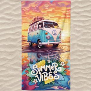 VW Combi Summer Vibes Microfiber Beach Towel