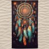 Dreamcatcher Microfiber Beach Towel Black Background