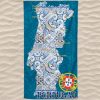 Microfiber Beach Towel Portugal Map Tiles Blue Shield