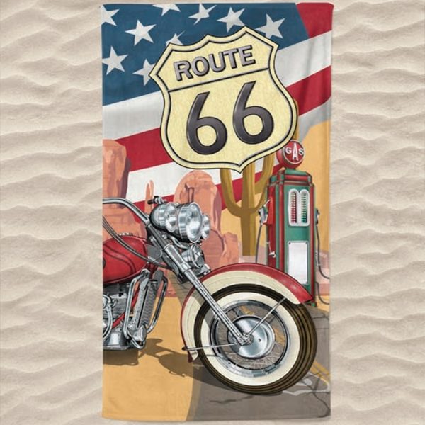 Route 66 USA Flag Microfiber Beach Towel