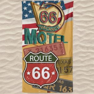 Microfiber Beach Towel Route 66 License Plates