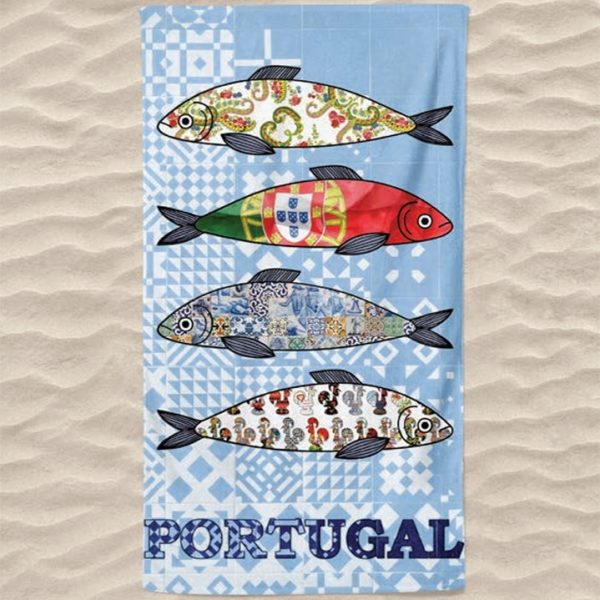 Microfiber Beach Towel Typical Sardines Portugal