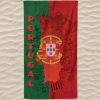 Microfiber Beach Towel Map of Portugal Background Symbols of the Regions