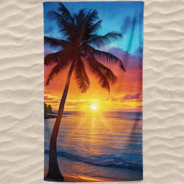 Sunset Palm Tree Microfiber Beach Towel