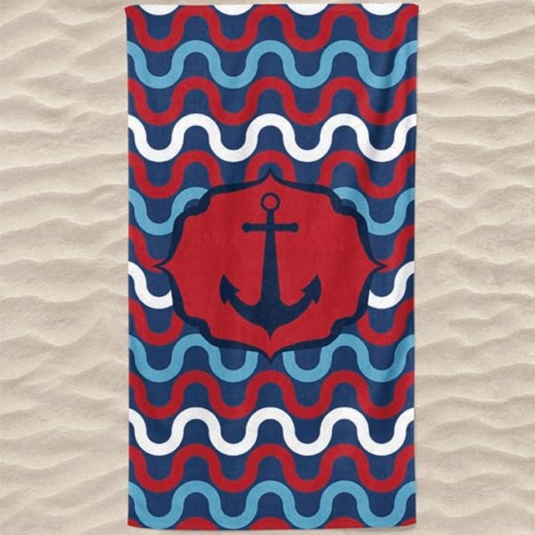 Anchor Waves Microfiber Beach Towel