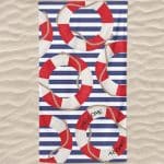 Microfiber Beach Towel Stripes Buoys Welcome Aboard