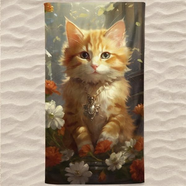 Gata Microfiber Beach Towel with Flowers and Necklace