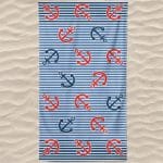 Microfiber Beach Towel Many Striped Anchors