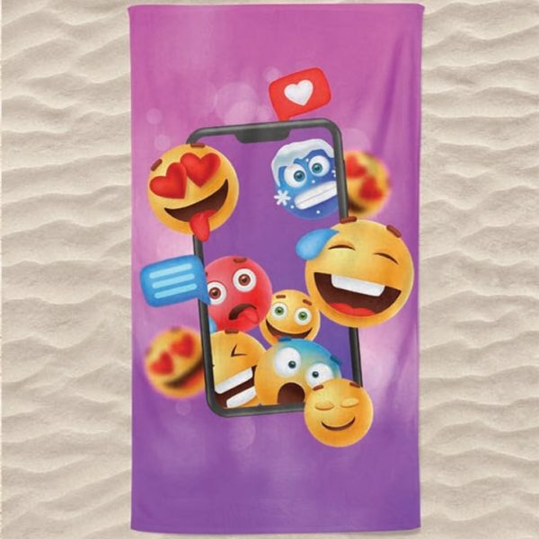 Pink Emojis Smartphone Microfiber Beach Towel