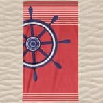 Rudder Red Microfiber Beach Towel Stripes