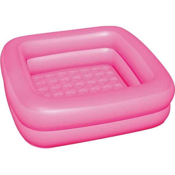 Bestway 51116 Square Inflatable Pool 2 Pink Rings