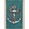 Anchor Microfiber Beach Towel Turquoise Background