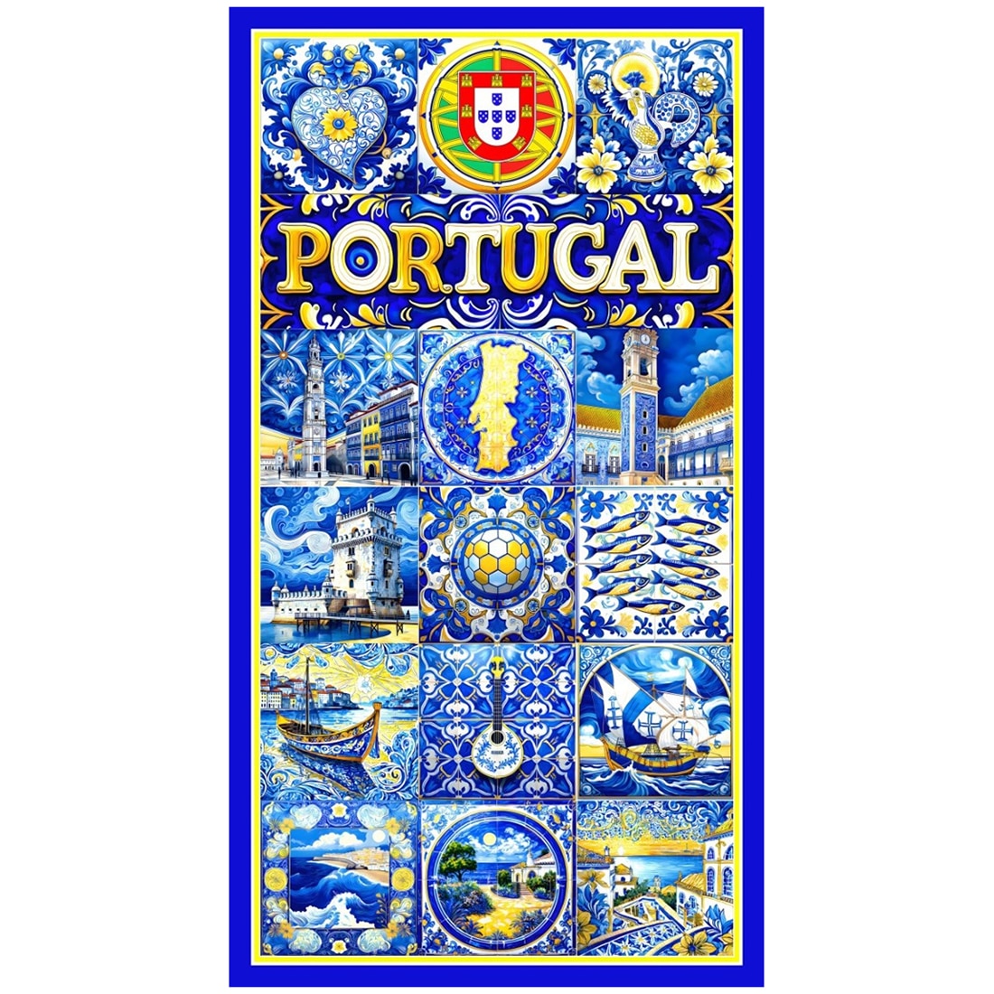 Colorful Azulejos Portugal Microfiber Beach Towel