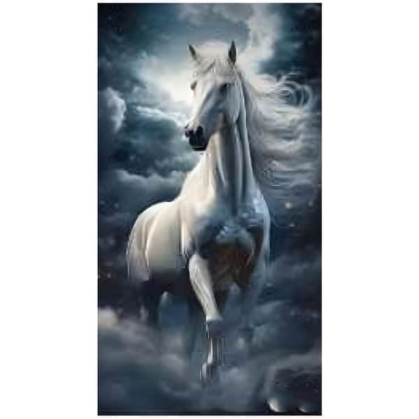 Towel-Beach-Microfiber-Horse-White