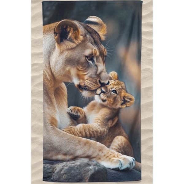 Lioness and Cub Microfiber Beach Towel