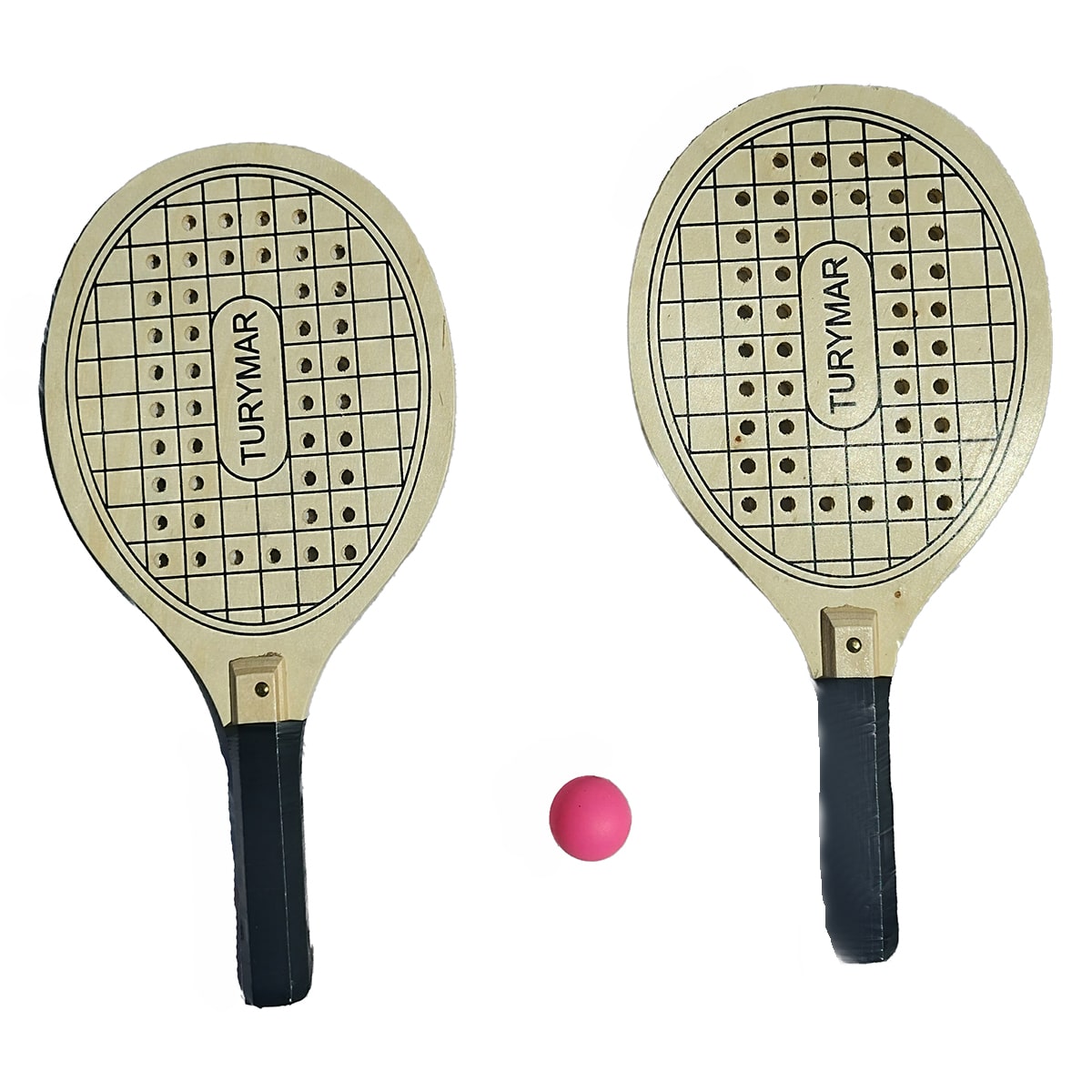 Conjunto de Raquetes de Praia com Furos Sports Turymar cor de Madeira