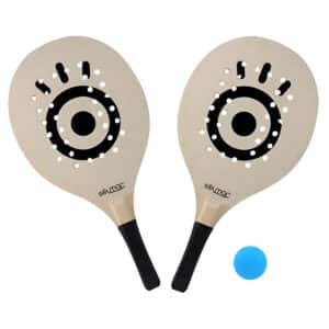 Conjunto Raquetes Praia Furos Madeira com Bola Solmar
