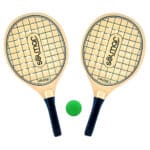 Conjunto Raquetes Praia Furos Madeira Grelha com Bola Solmar